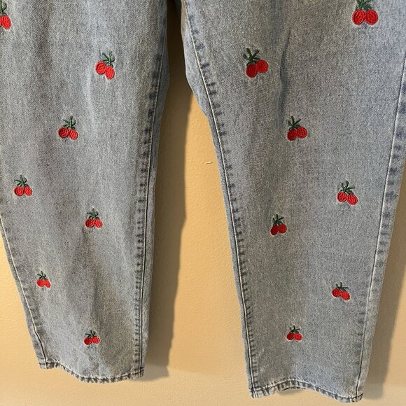 Romwe Jeans Women Embroidery Tomatoes Cherry Farmers Market Veggie Fruit L Cute - Picture 3 of 6